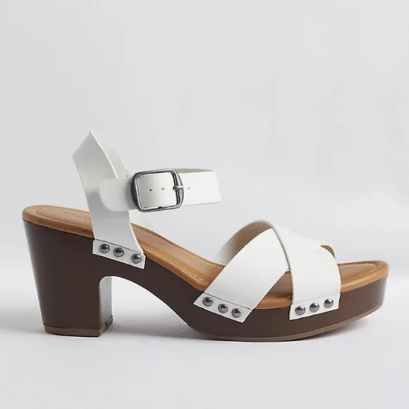 Torrid Crisscross Wooden Heel Sandals - Picture 2 of 6